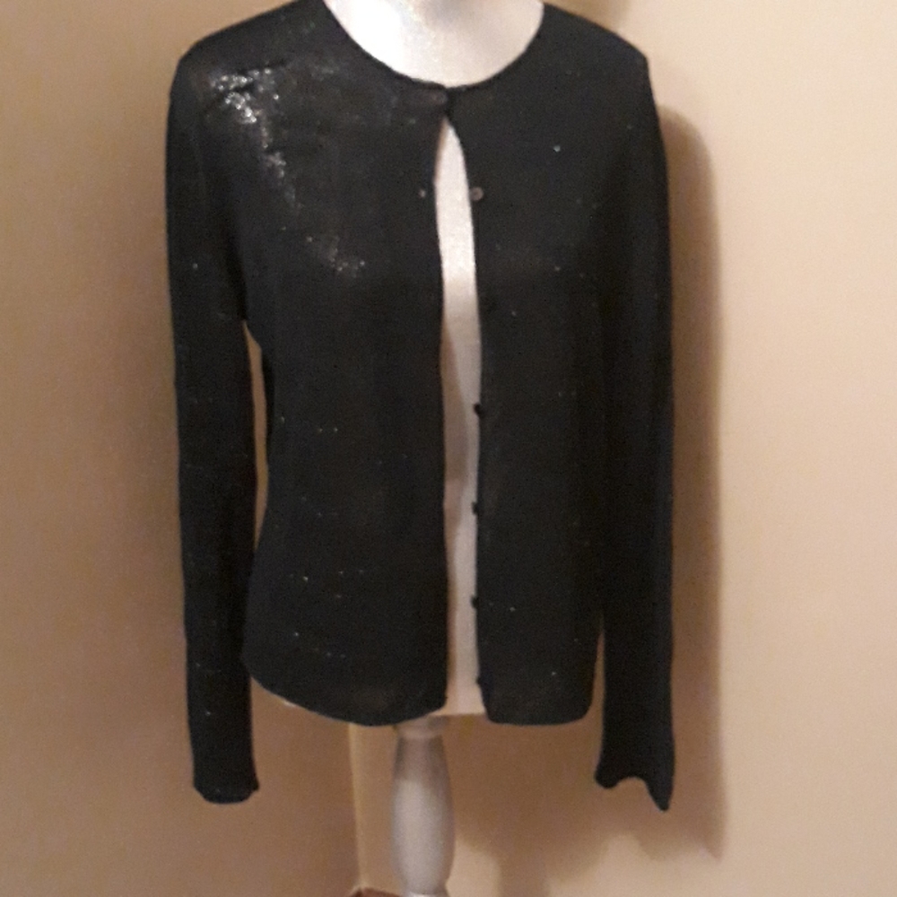 Jones New York Navy Blue Embellished Sweater